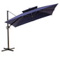 11' Navy Blue Polyester Round Tilt Cantilever Patio Umbrella with Stand