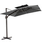 11' Gray Polyester Round Tilt Cantilever Patio Umbrella with Stand