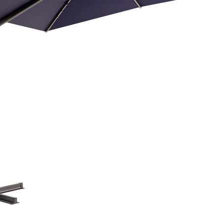 11' Navy Blue Polyester Round Tilt Cantilever Patio Umbrella With Stand