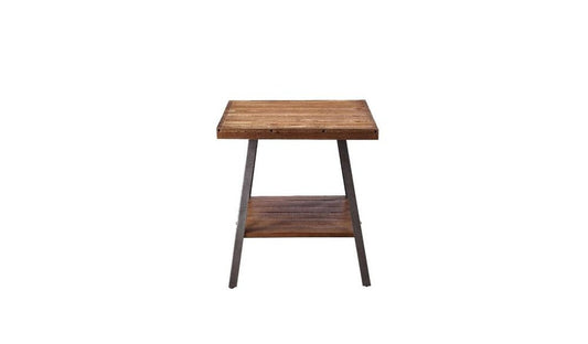 23" Sandy Black And Weathered Oak Manufactured Wood Rectangular End Table With Shelf