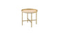 22" Gold And Oak Manufactured Wood And Metal Round End Table