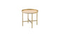 22" Gold And Oak Manufactured Wood And Metal Round End Table