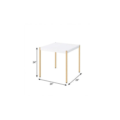 24" Gold And White Manufactured Wood Square End Table