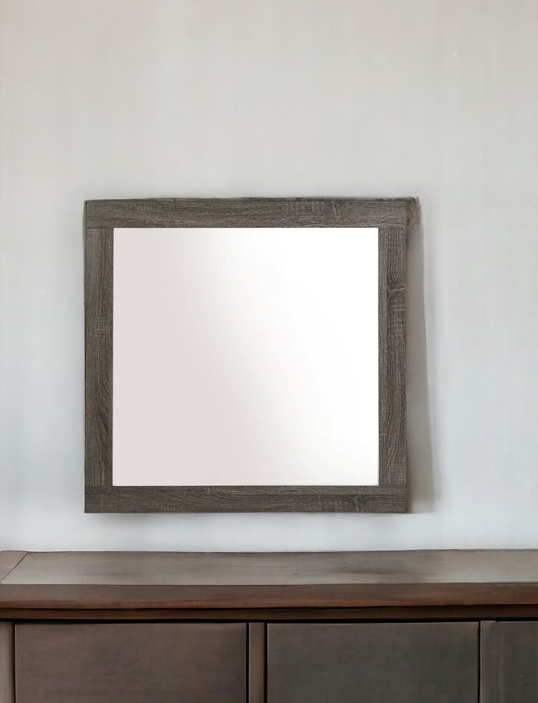 35" Square Wood Framed Mounted Dresser Mirror