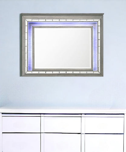 37" Light Gray Oak Lighted Dresser Mirror