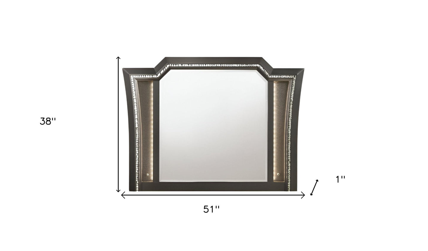 38" Metallic Gray Lighted Dresser Mirror