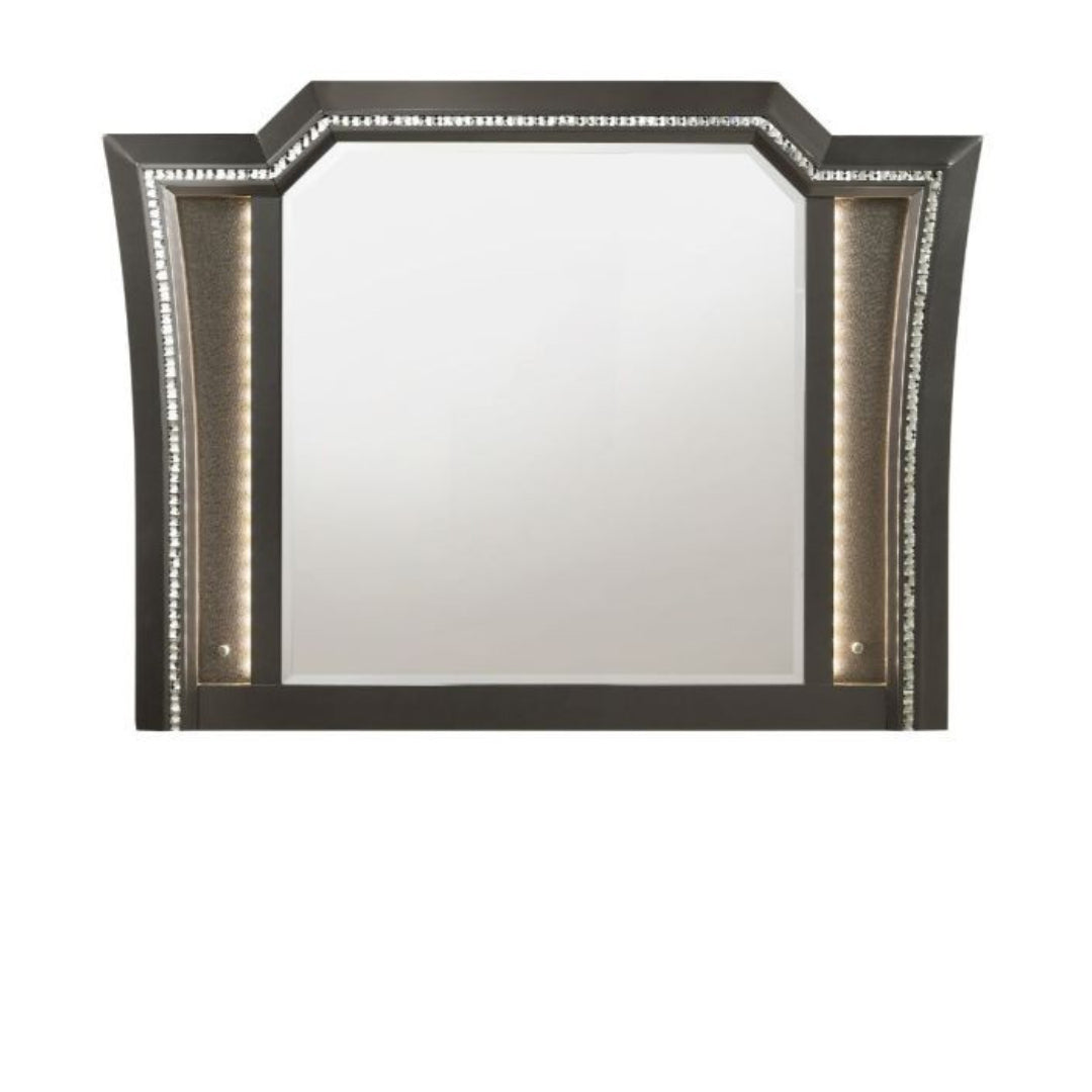 38" Metallic Gray Lighted Dresser Mirror