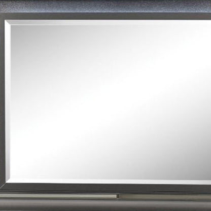 39" Gunmetal Lighted Wood Framed Mounted Dresser Mirror