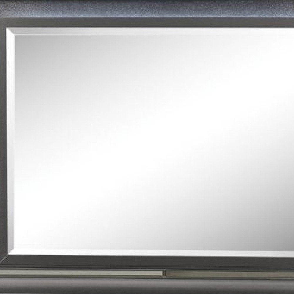 39" Gunmetal Lighted Wood Framed Mounted Dresser Mirror