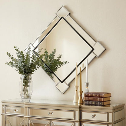 45" Gray And Black Abstract Metal Framed Accent Mirror