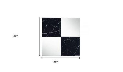 32" Black And Gray Square Wood composite Framed Accent Mirror