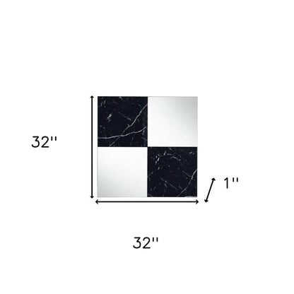 32" Black And Gray Square Wood composite Framed Accent Mirror