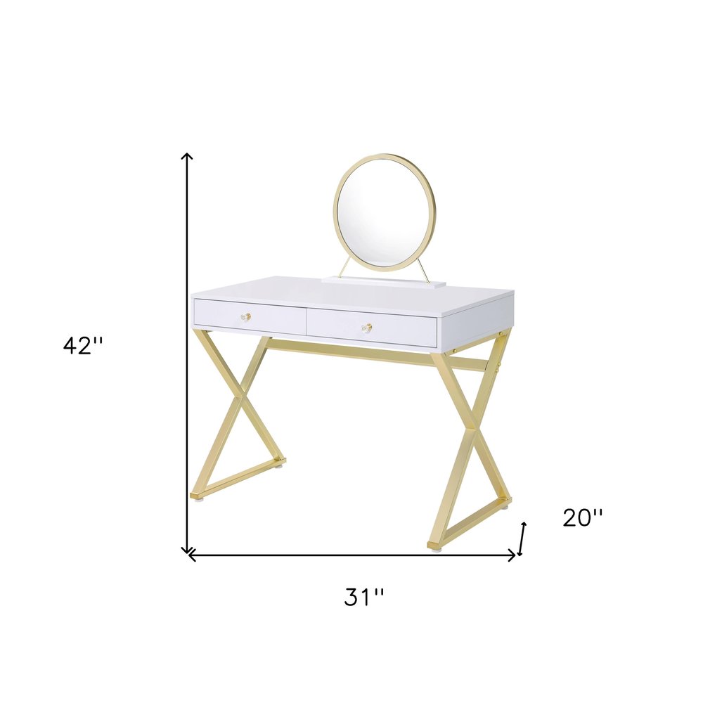42" Mirrored Vanity Table with Mirror