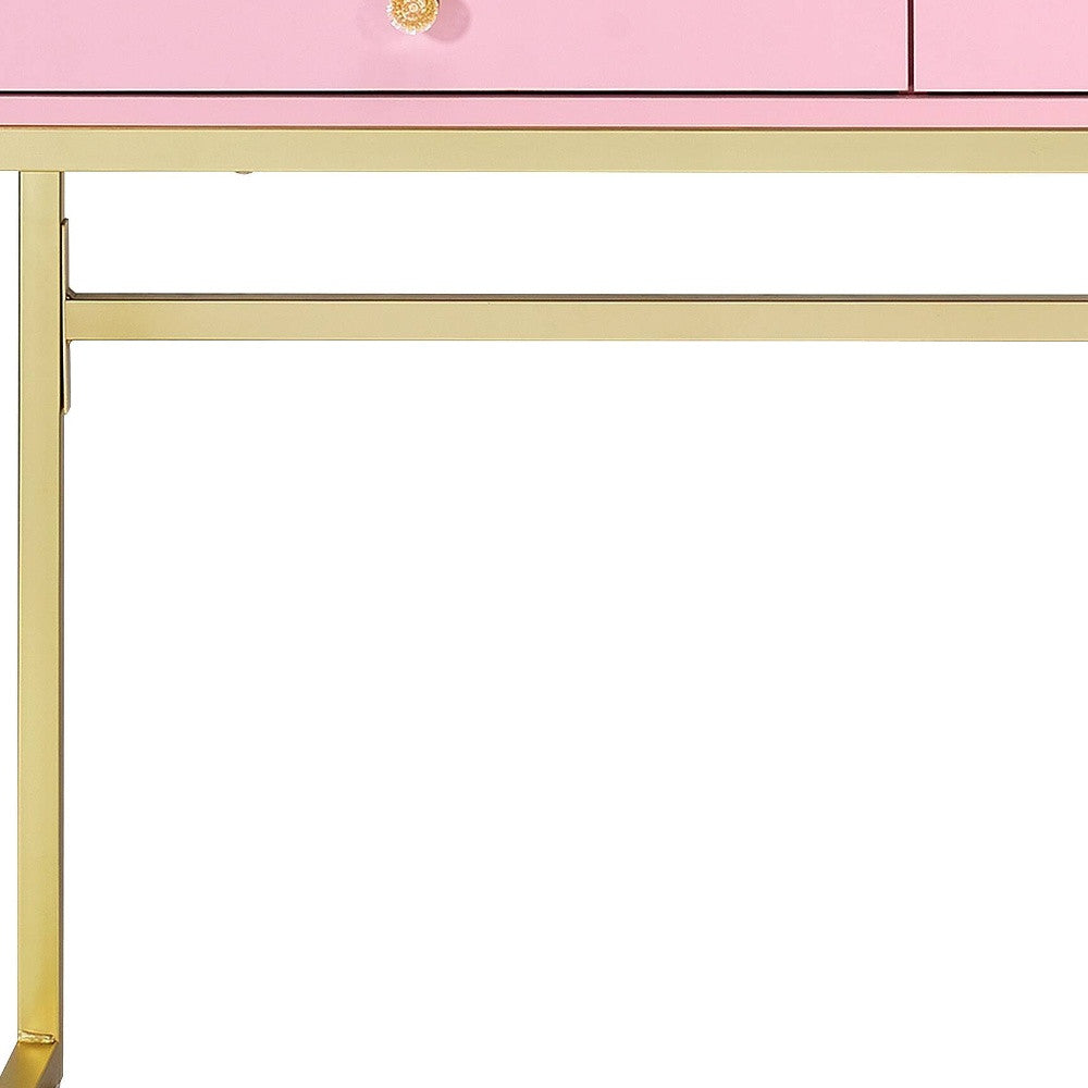 42" Pink Mirrored Two Drawer Dresser