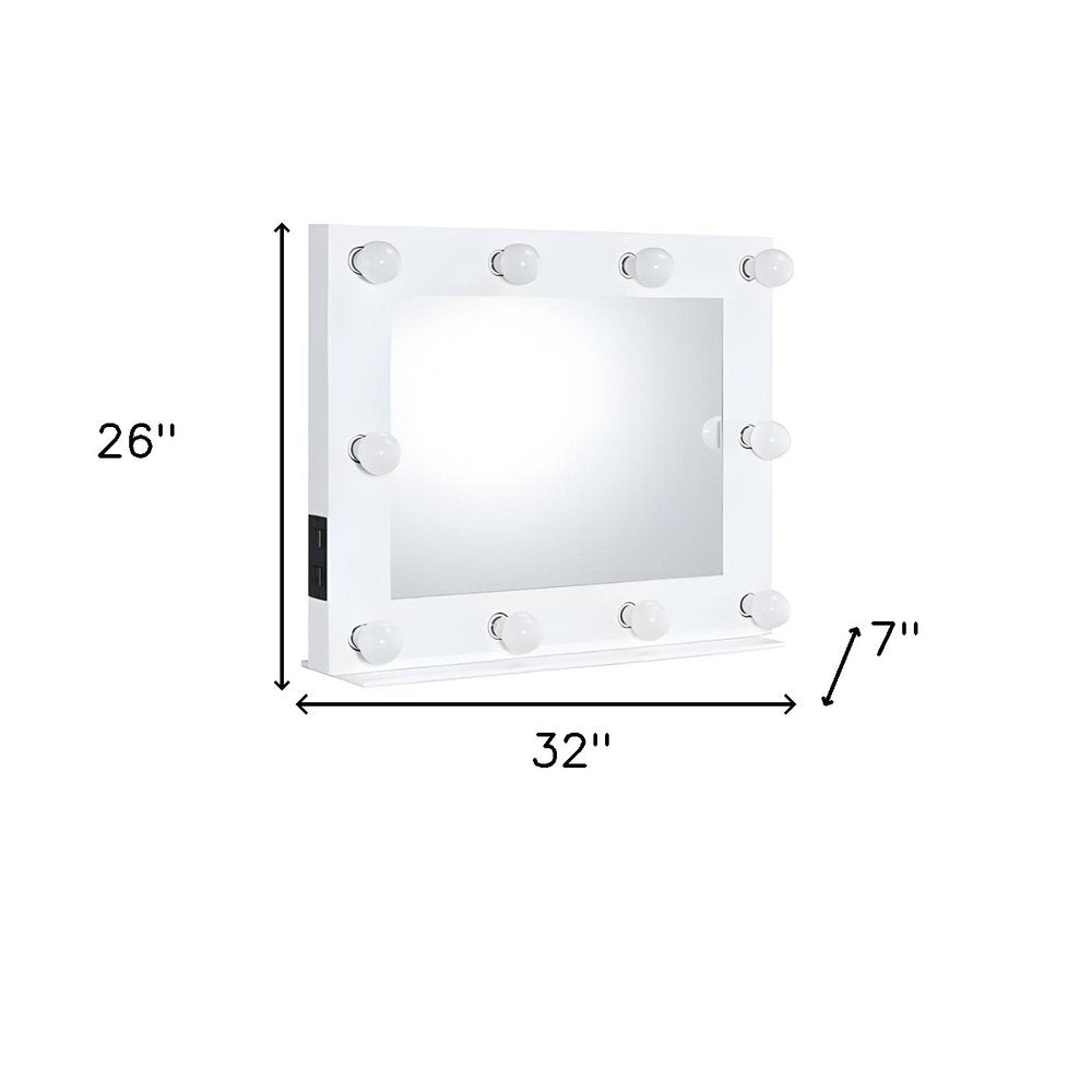 26" White Metal Framed Mounted Accent Mirror