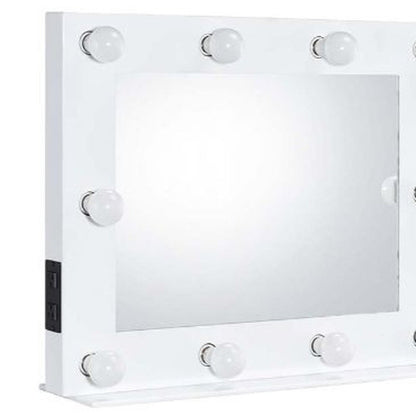 26" White Metal Framed Mounted Accent Mirror