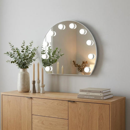15" White Abstract Metal Framed Mounted Accent Mirror