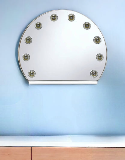 15" White Abstract Metal Framed Mounted Accent Mirror