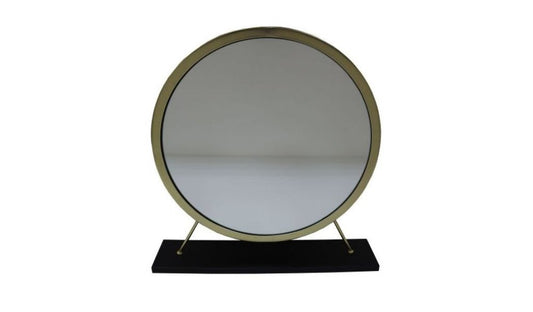 19" Brass Round Metal Framed Freestanding Mirror