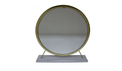 19" Brass Round Metal Framed Freestanding Mirror