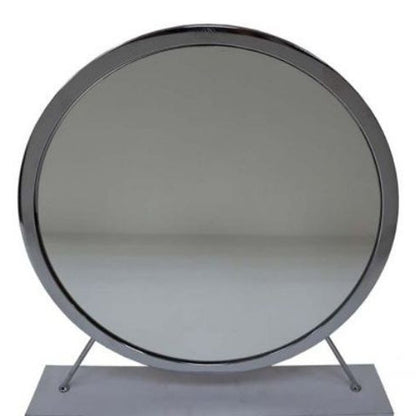 19" Gray Metal Round Freestanding Ornate Framed Makeup Shaving Tabletop Mirror