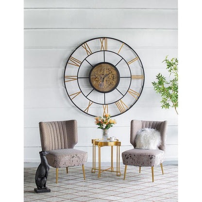 56" Circle Copper Metal and Glass Analog Exposed Gear Wall Clock