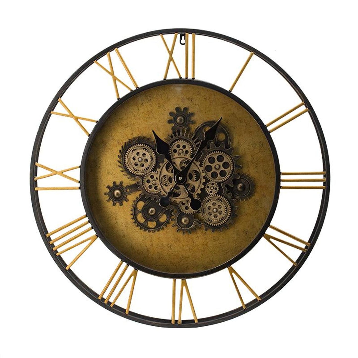 28" Circle Copper Metal and Glass Analog Exposed Gear Wall Clock