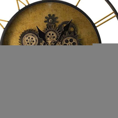 28" Circle Copper Metal and Glass Analog Exposed Gear Wall Clock