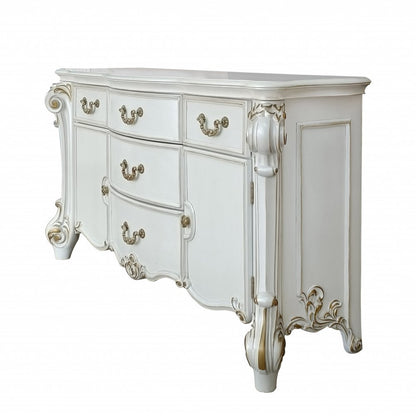 38" Pearl Wood Two Door Five Drawer Combo Dresser