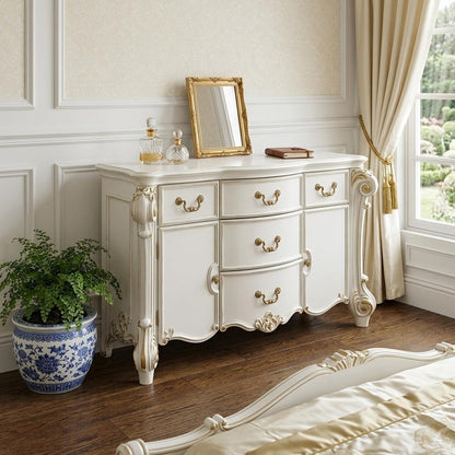 38" Pearl Wood Two Door Five Drawer Combo Dresser