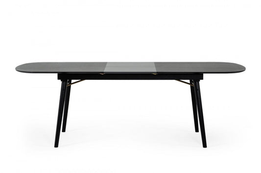 71" Black Rectangular Manufactured Wood Butterfly Leaf Dining Table