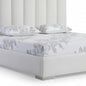 White Wood And Faux Leather Queen Bed Frame with USB