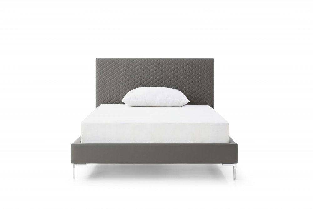 Dark Gray Faux Leather Full Bed Frame