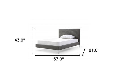 Dark Gray Faux Leather Full Bed Frame