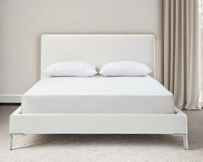 White Faux Leather Full Bed Frame