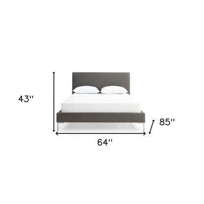 Dark Gray Faux Leather Queen Bed Frame