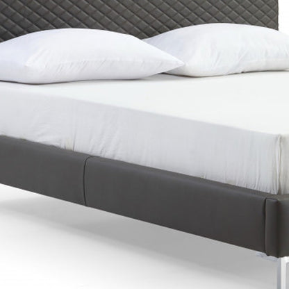 Dark Gray Faux Leather Queen Bed Frame