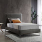 Gray and Dark Gray Wood And Faux Leather Twin Bed Frame