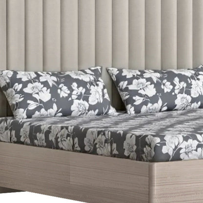 King Size High Gloss Beige Upholstered Channeled Headboard Bed Frame
