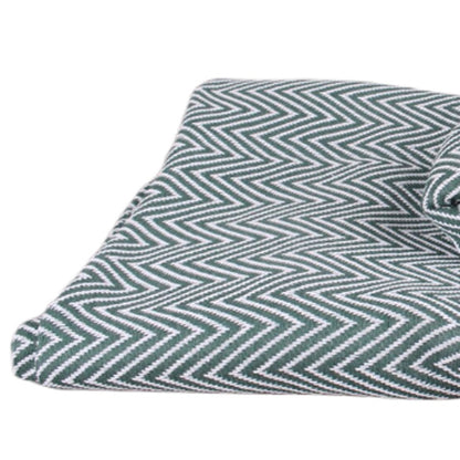 60" X 50" Green Woven Cotton Chevron Throw Blanket with Fringe