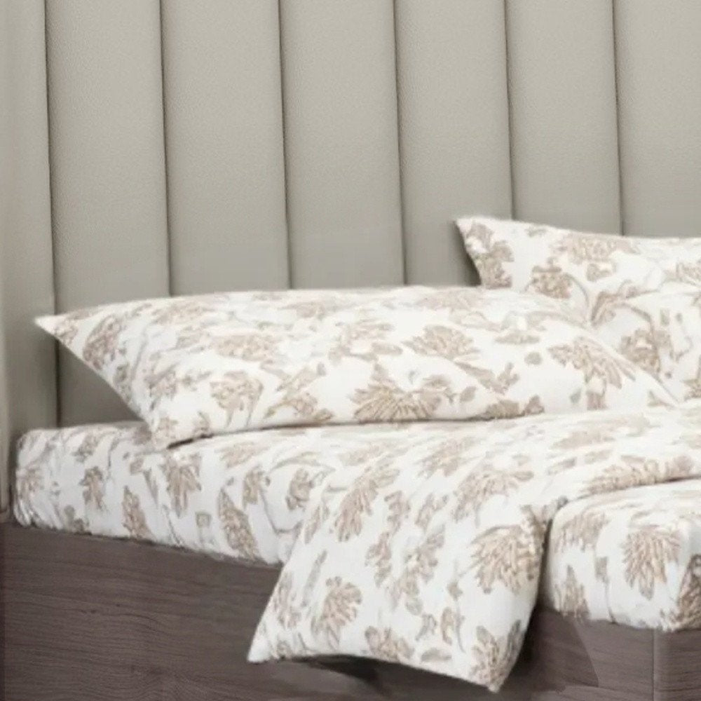 King Grey Upholstered Faux Leather and Ivory Gloss Bed Frame