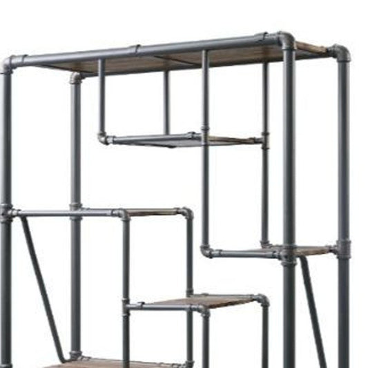 Gray And Brown Metal Eight Tier Bookcase
