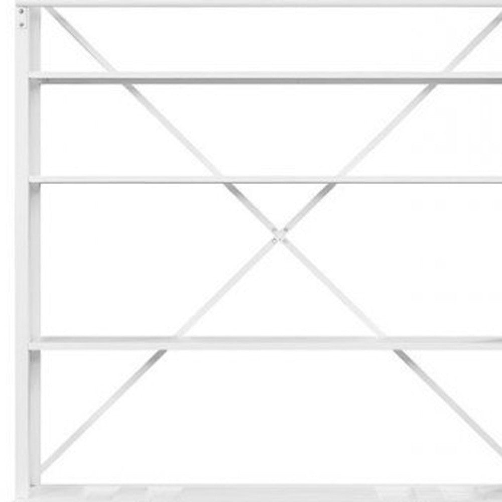 83" White Four Tier Cargo Style Bookcase with Cabinets and Ladder