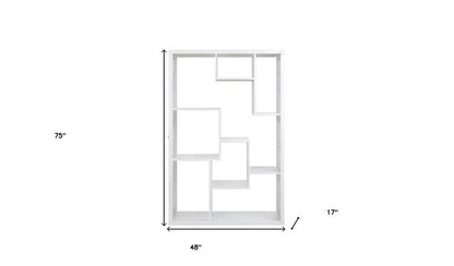 75" White Metal Seven Tier Geometric Bookcase