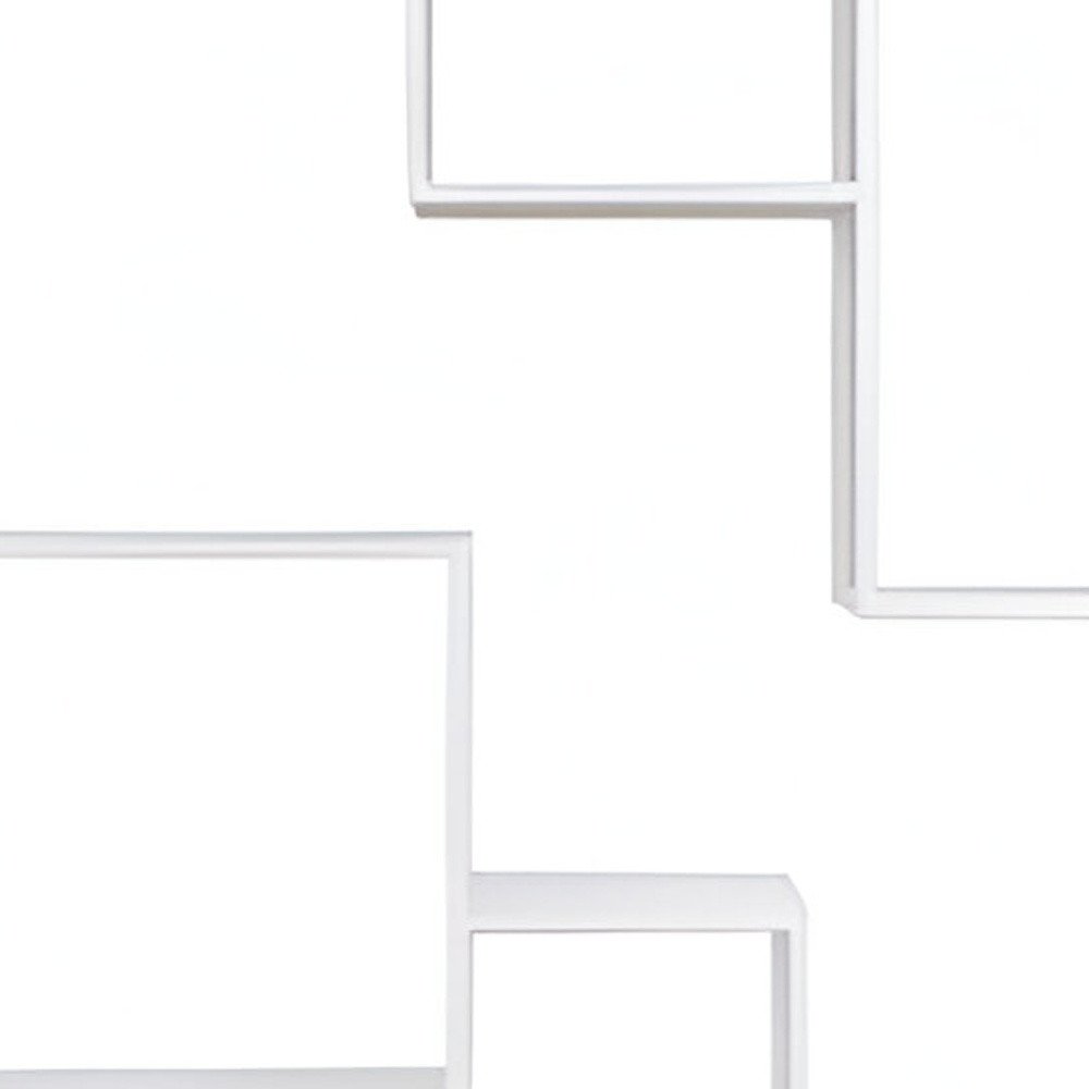 75" White Metal Seven Tier Geometric Bookcase