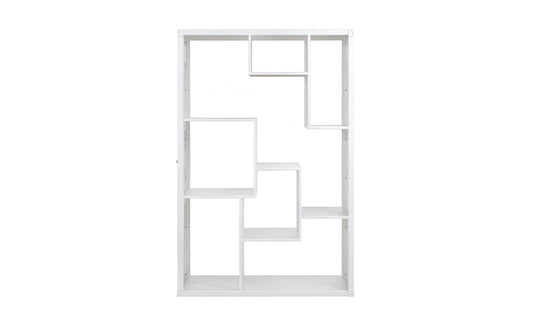 75" White Metal Seven Tier Geometric Bookcase