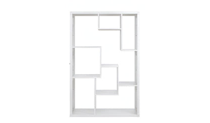 75" White Metal Seven Tier Geometric Bookcase