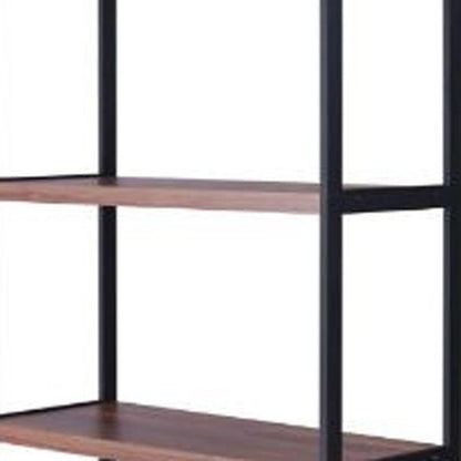 Brown And Black Metal Three Tier Bookcase with Two Doors