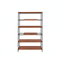 70" Oak And Black Metal and Wood Six Tier Etagere Bookcase