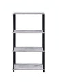 44" Antiqued White And Black Distressed Metal and Wood Four Tier Etagere Bookcase